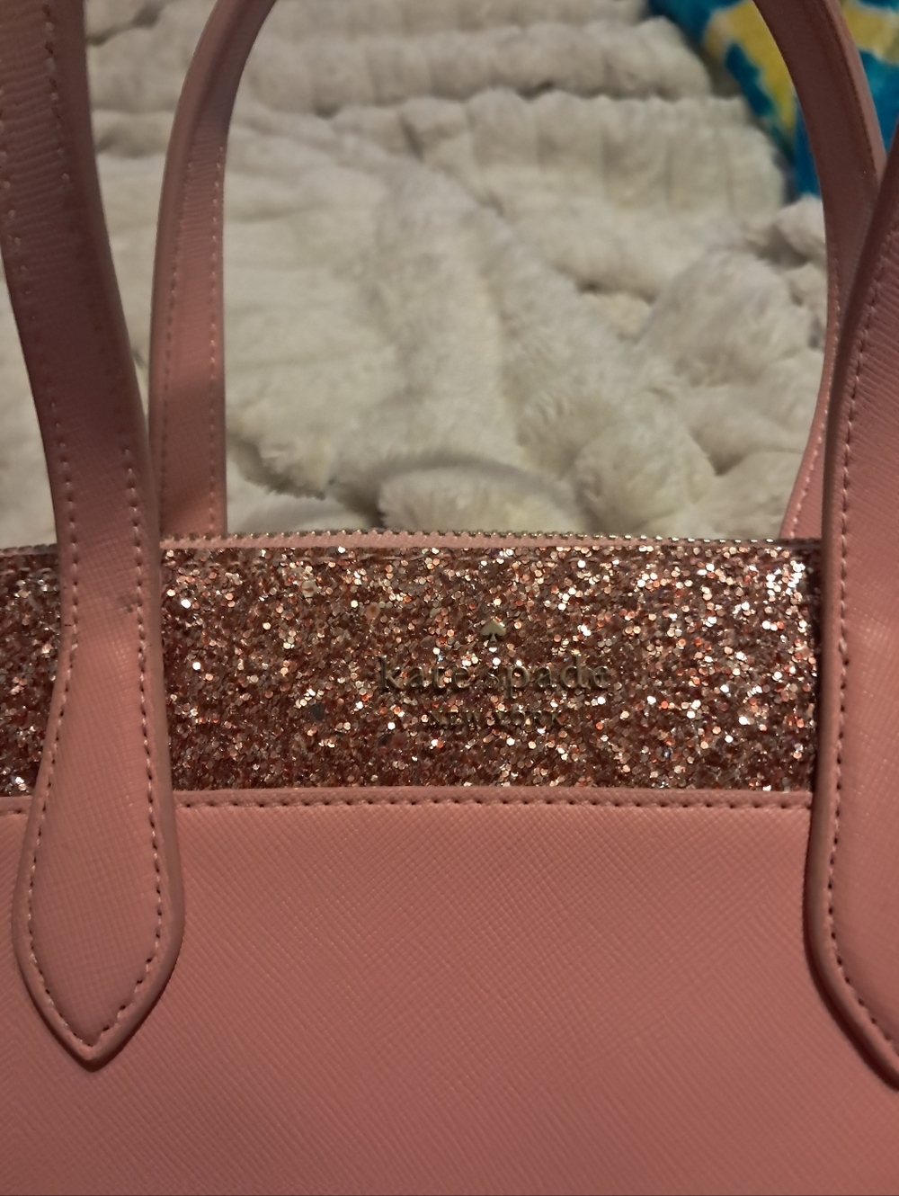 Kate Spade New York Flash Glitter Pink Tote Saffiano EUC - Picture 5 of 6